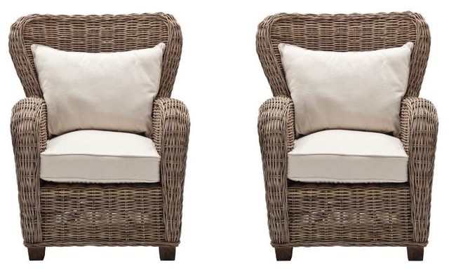 (Set of 2) Wicker Queen Chair in Natural - Tropical - Armchairs And ...