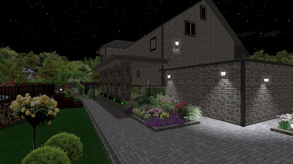 Ландшафтный проект участка 15 соток с открытым бассейном