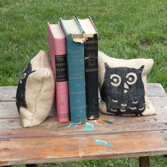 Owl Petit Burlap Feed Sack Pillow by Next Door to Heaven