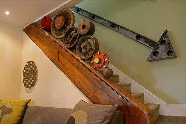 Eclectic Staircase Detroit Midcentury Modern Meets Eclectic Art Collection contemporary-staircase