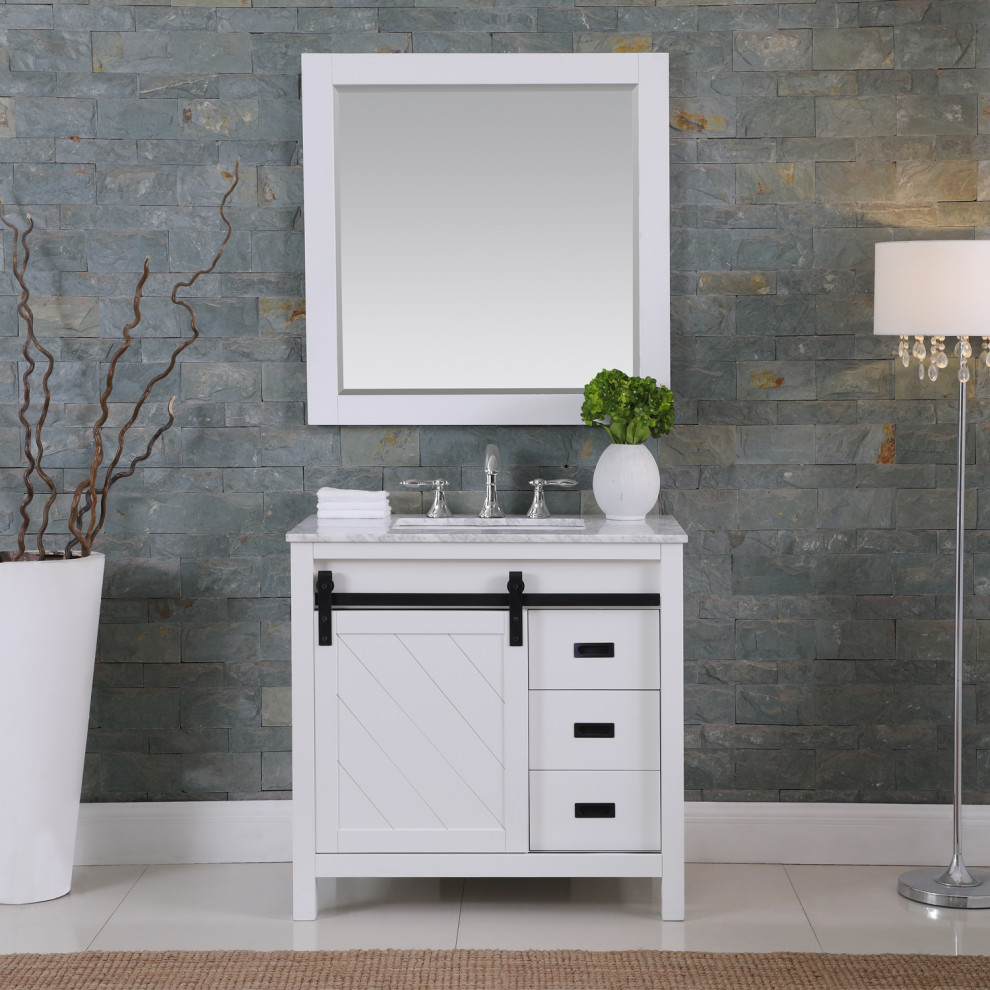 Exemple d'une petite salle d'eau nature en bois avec un placard à porte shaker, des portes de placard blanches, une baignoire indépendante, une douche ouverte, un bidet, un carrelage blanc, du carrelage en marbre, un mur blanc, un sol en marbre, un lavabo encastré, un plan de toilette en marbre, un sol blanc, une cabine de douche à porte battante, un plan de toilette blanc, meuble simple vasque, meuble-lavabo sur pied et un plafond voûté.