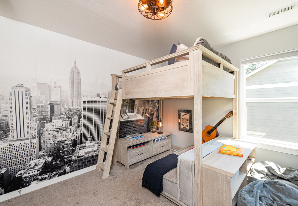 Design ideas for an industrial kids' bedroom in Seattle.