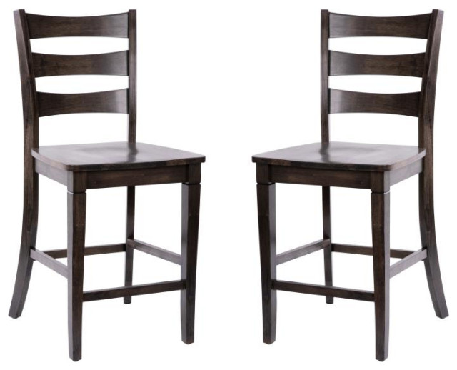 Set of 2 24" High Ladderback Counter Height Barstool Rustic Bar