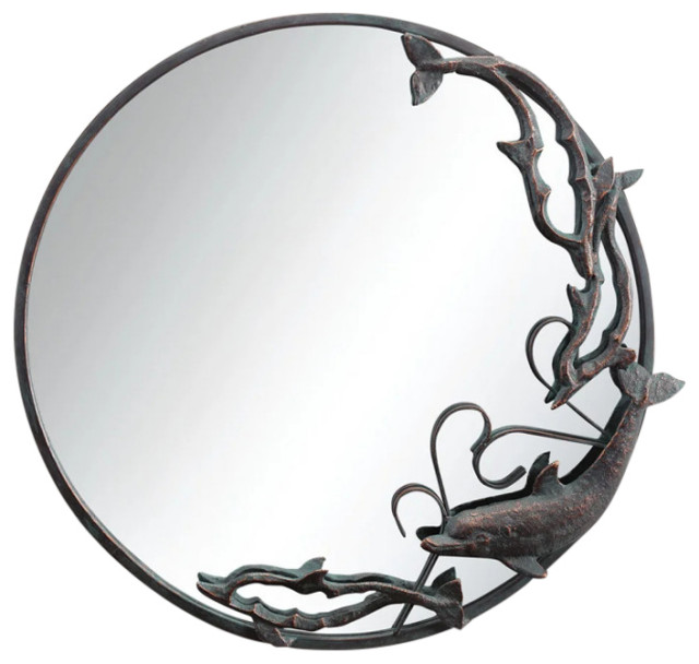 Dolphin Trio Round Wall Mirror Beach Style Wall Mirrors by SPI