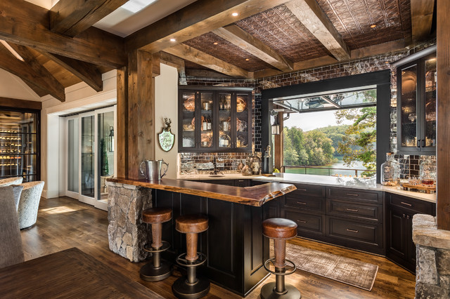 Lake Keowee Custom Home Rustic Home Bar Other By Dillard