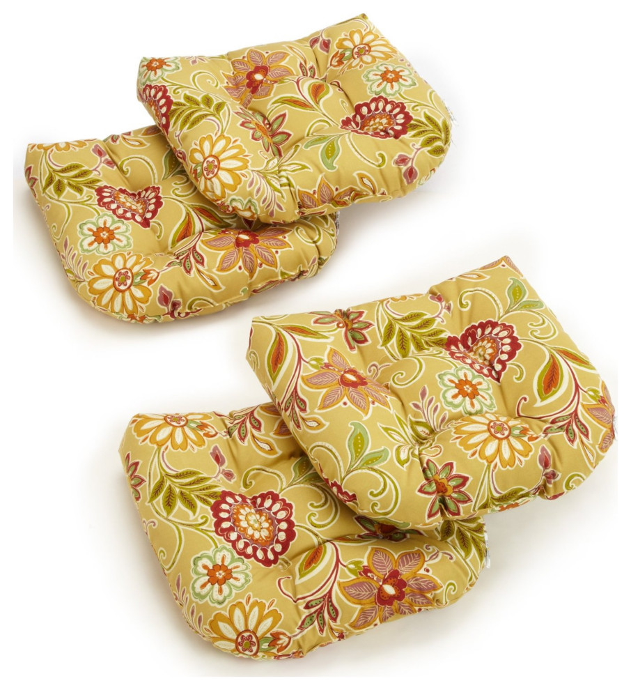 19" UShaped Patterned Tufted Dining Chair Cushions, Set of 4, Alenia