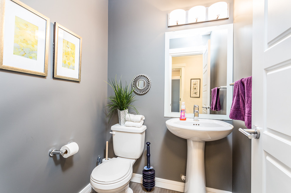 Transitional home design photo in Edmonton