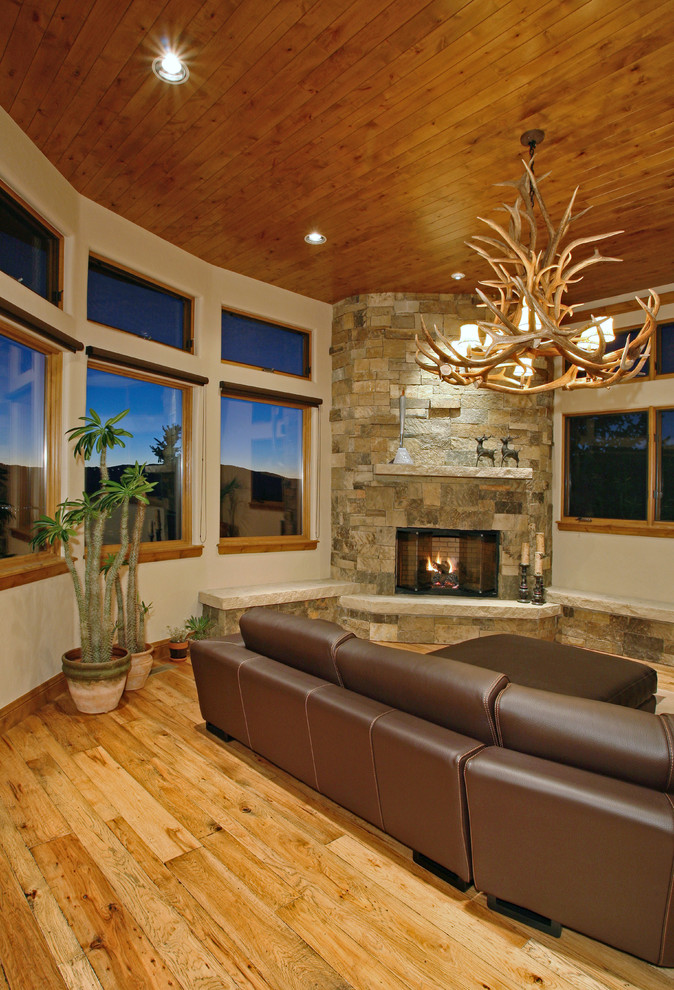 Design ideas for a mediterranean living room in Denver.