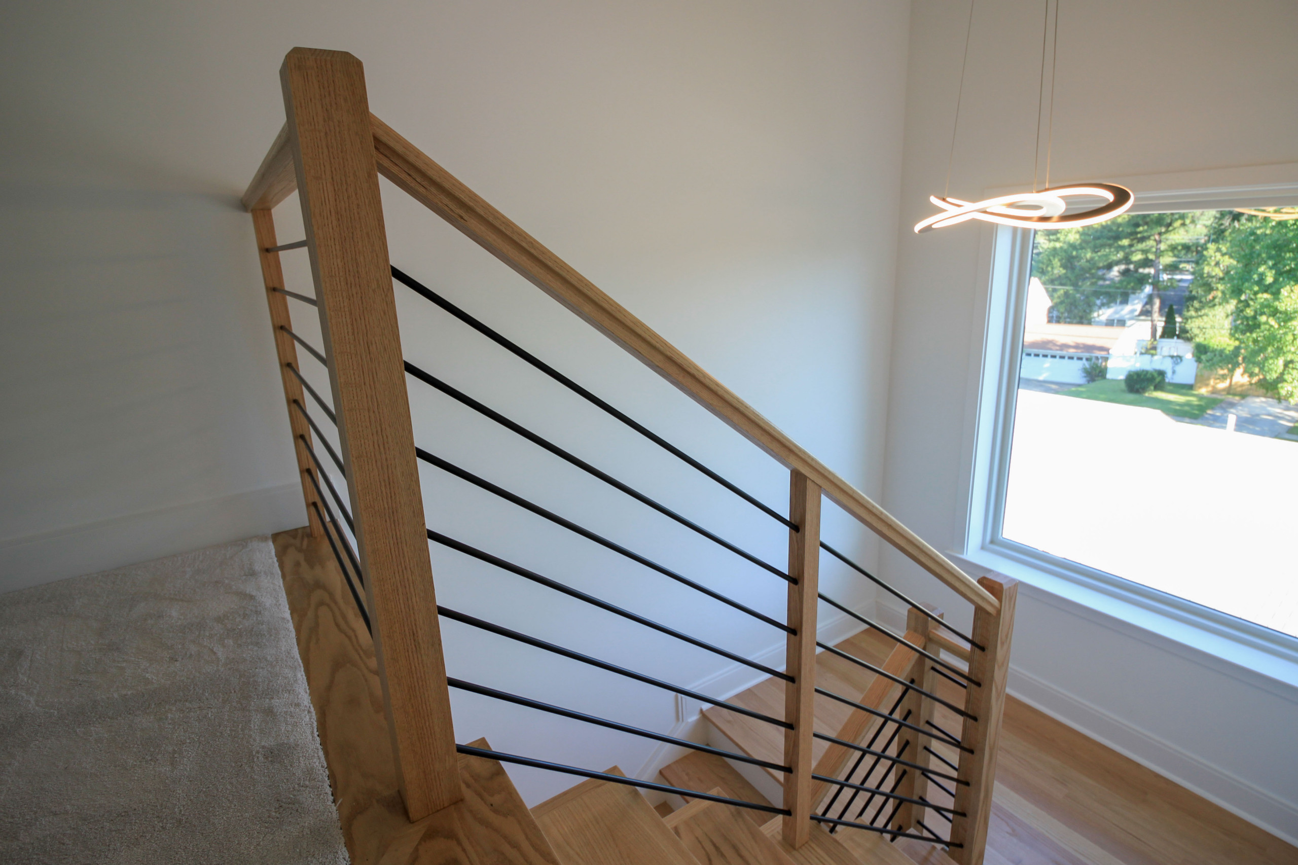 94_Neutral Color Floating Staircase with Metal Balusters, Bethesda MD 20817