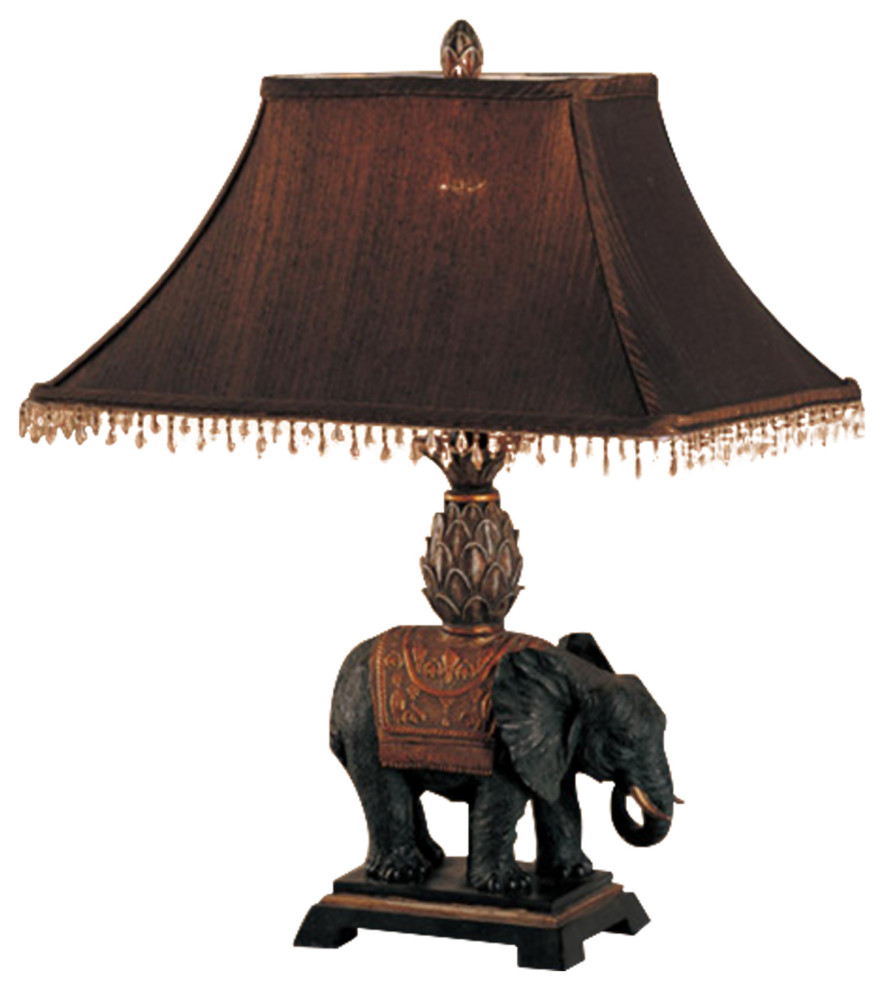 Elephant Base Polyresin Table Lamp Set, Ella Resin Elephant Bronze Table Lamp Base