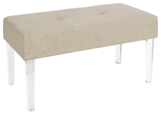 Claire Acrylic Leg Rectangular Bench Contemporary Upholstered