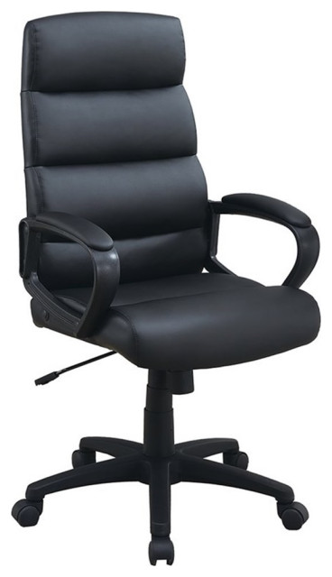 Pemberly Row Modern Faux Leather Office Chair in Black Color - Office Chairs - by Homesquare | Houzz