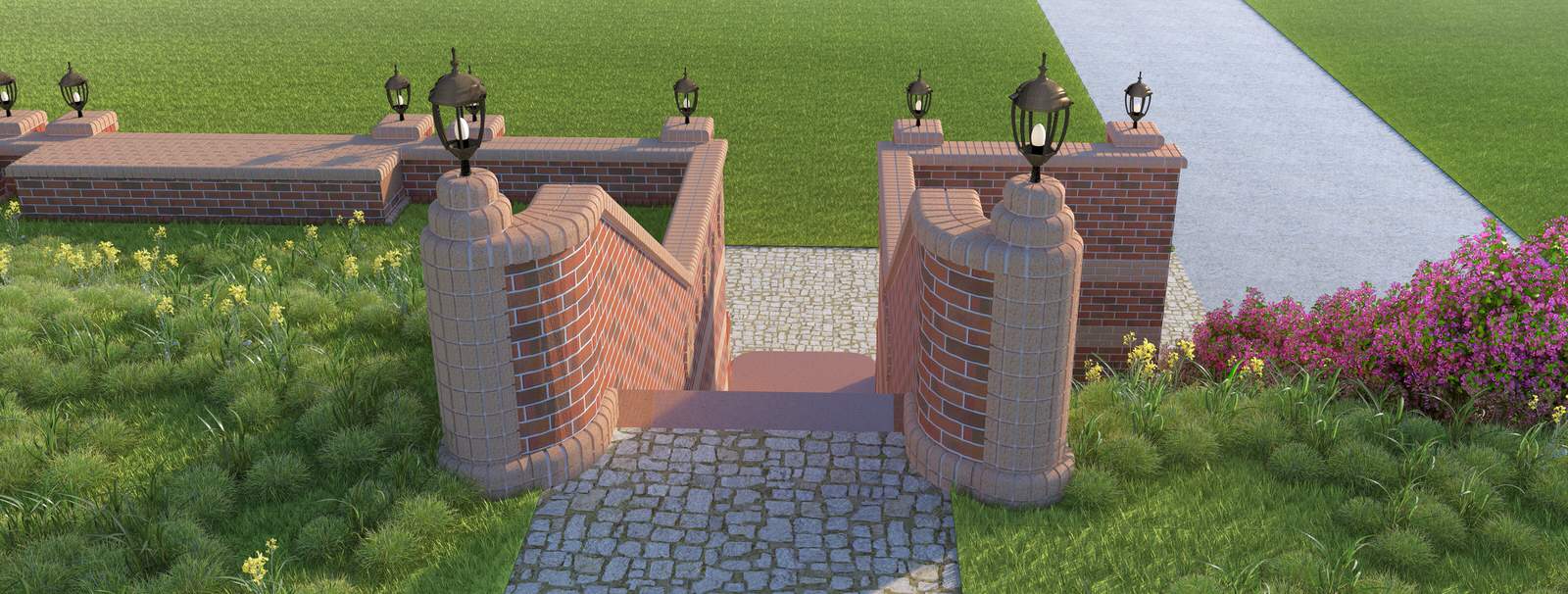 Декоративная подпорная стенка на участке загородного дома