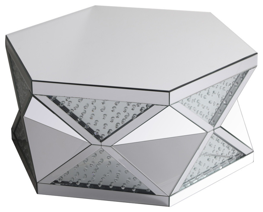 Elegant Decor 39.5, Crystal Mirrored Coffee Table