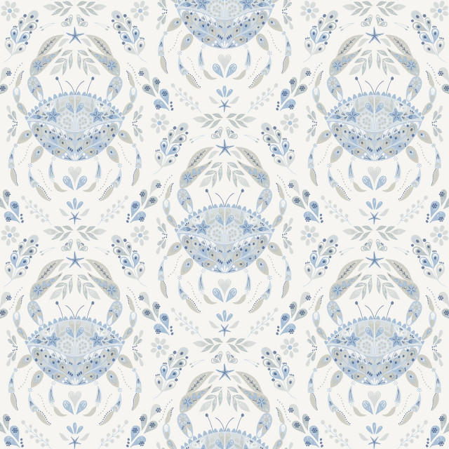 NUS4447 Shellby Peel & Stick Wallpaper in Blue White