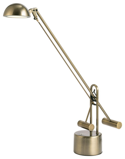 Halotech 1 Light Desk Lamp, Brass Contemporary Desk Lamps by