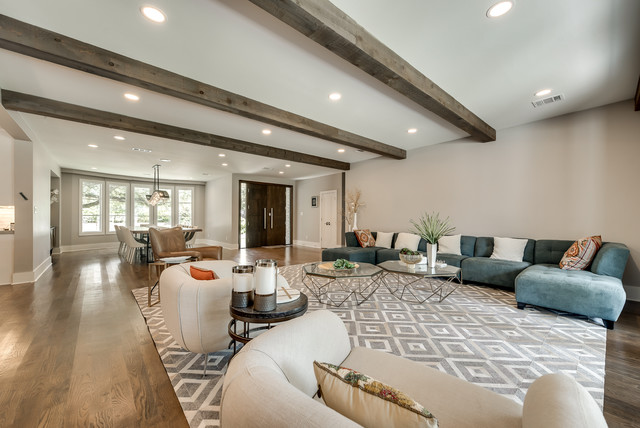 Transitional White transitional-living-room