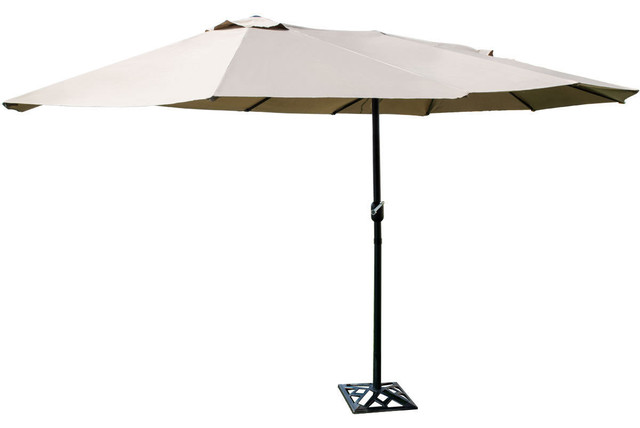 Costway 15 Market Outdoor Umbrella Patio Double Sided Twin With Crank Beige Contemporary Outdoor Umbrellas By Goplus Corp