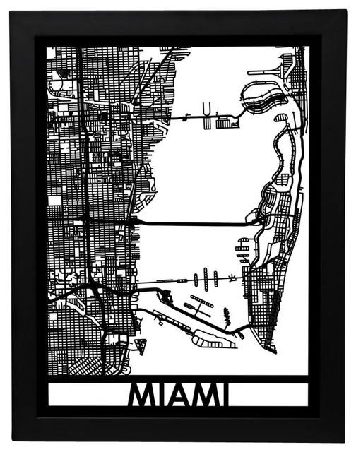 Miami Street Map - Contemporary - Prints And Posters - by Cut Maps | Houzz