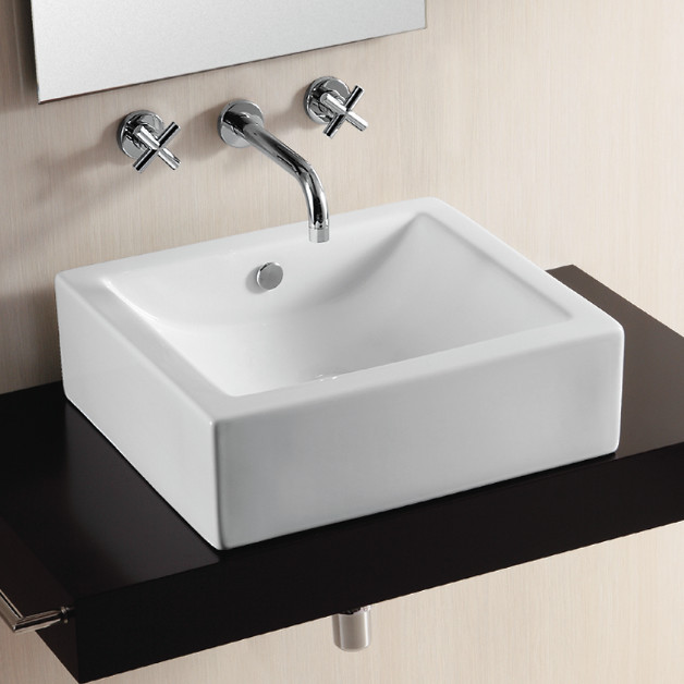 Gorgeous Modern Square Ceramic Vessel Sink by Caracalla