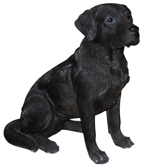 Black Labrador Retriever Dog Garden Statue, 14.25" Contemporary