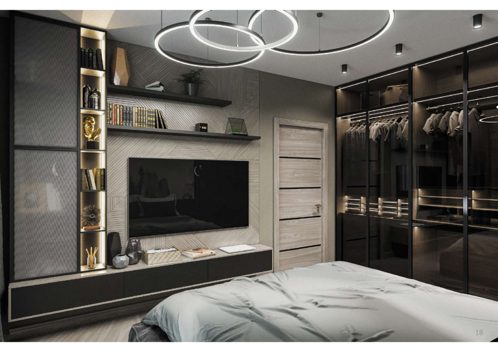 квартира в современном стиле в темных оттенках