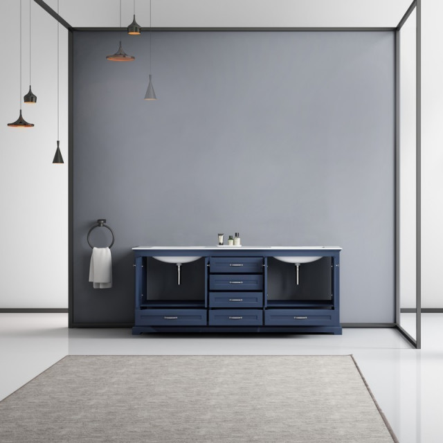 Dukes 80" Navy Blue Double Vanity - Transitional - Bathroom Vanities ...