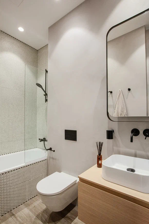 Проект квартиры в ЖК "Серебряный парк". Краска, штукатурка, микроцемент.