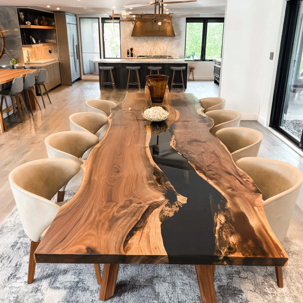 Custom Epoxy River Table-Where Art Meets Functionality-Black Walnut ...