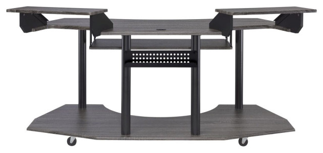 Benzara BM209618 Computer Desk With Keyboard Tray and Open Bottom Shelf ...