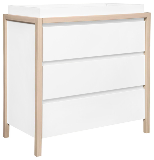 Babyletto Bingo 3-Drawer Changer Dresser, White/Washed Natural, M12423WNX