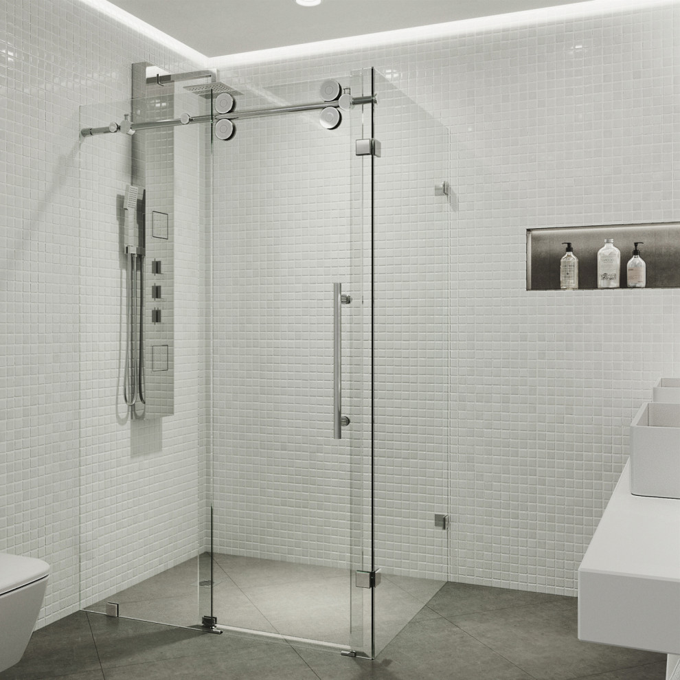 VIGO 34"x46" Frameless 3/8" Shower, Without Base Contemporary
