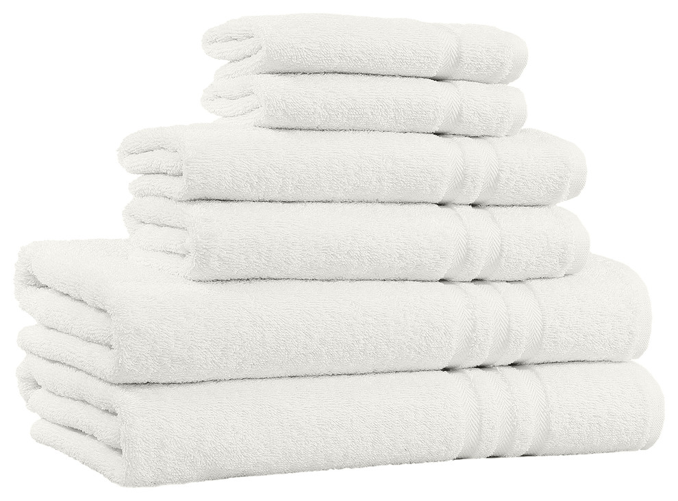 100% Cotton 6-Piece Bath Towel Set - 650 GSM - Made in India, Ivory