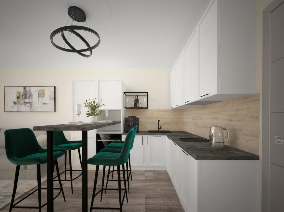 Кухня-гостиная в евродвушке. ЖК "Бунин".