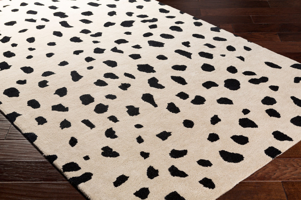 Beige/Black Animal Print Giraffe Spots Rug Contemporary Area Rugs