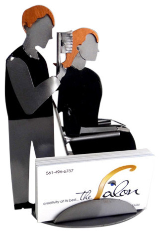 Male Hair Stylist Business Card Holder Eclectic Desk