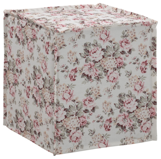 Rustic Manor Jazmyn Ottoman Upholstered, Linen, Cluster Red
