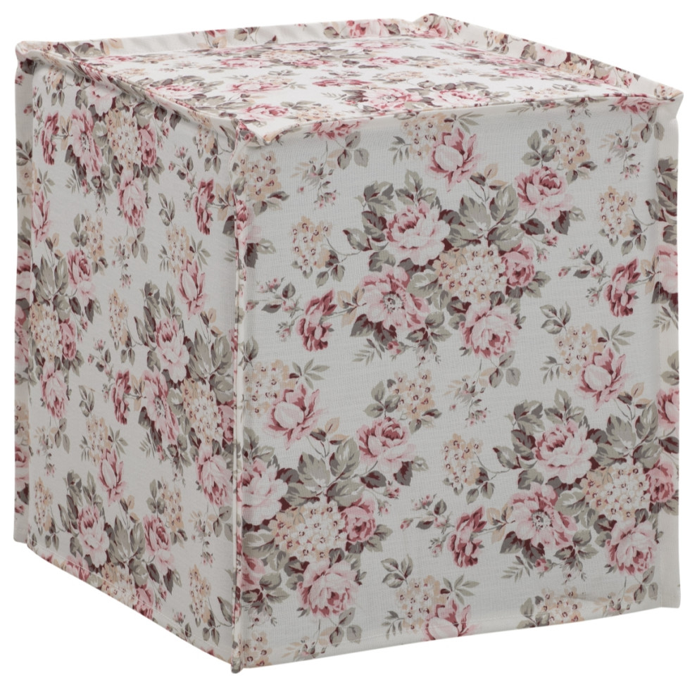 Rustic Manor Jazmyn Ottoman Upholstered, Linen, Cluster Red