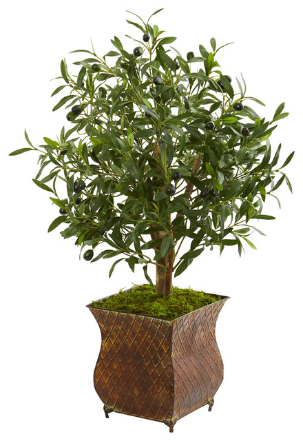 2.5' Olive Artificial Tree in Metal Planter