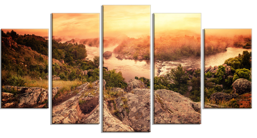 "Vintage Mountain Sunrise" Landscape Photo Metal Wall Art, 60"x32" 5