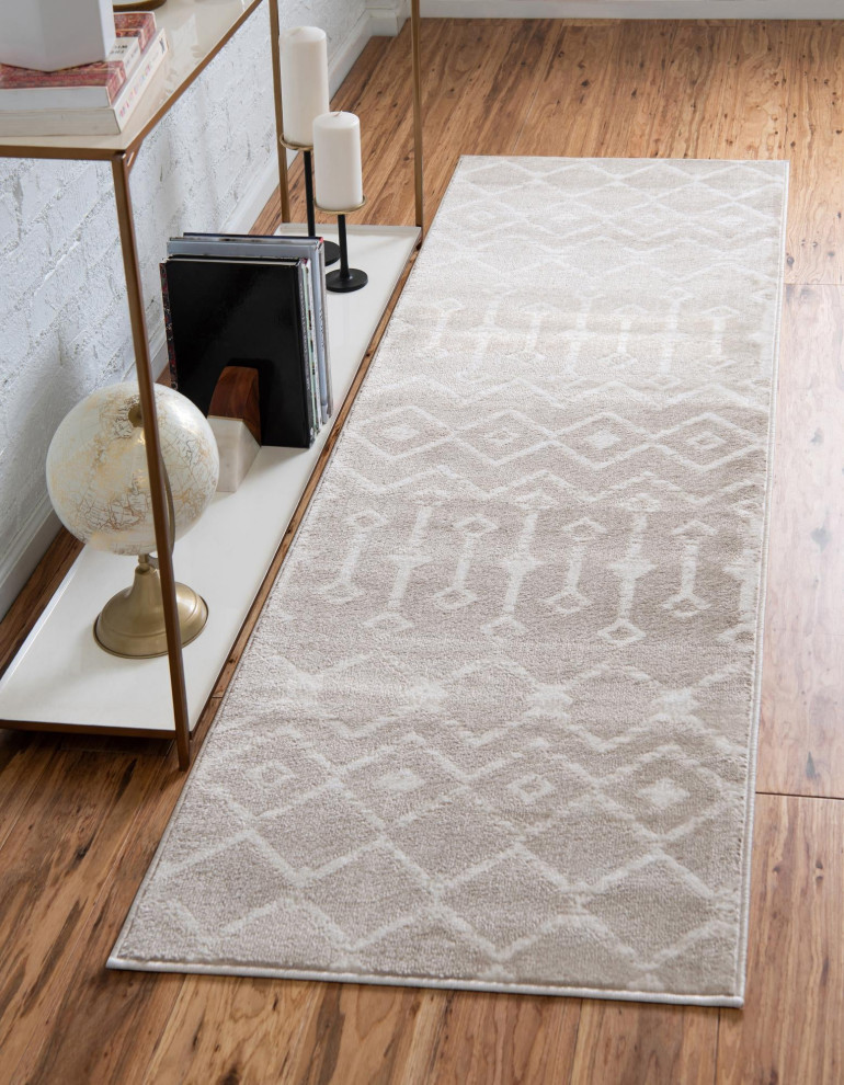 Rug Unique Loom Moroccan Trellis Beige Runner 2' 0 x 6' 7