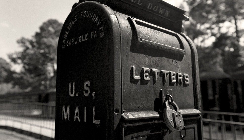 Old US Mailbox, Vintage Mailbox, Rusk Texas Fine Art Black and White Photography