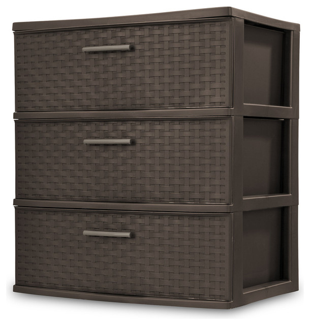 Sterilite 15 7 8 X21 7 8 X24 Espresso 3 Drawer Wide Weave Tower