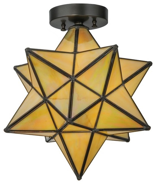 Meyda 12 Moravian Star Beige Iridescent Flush Mount