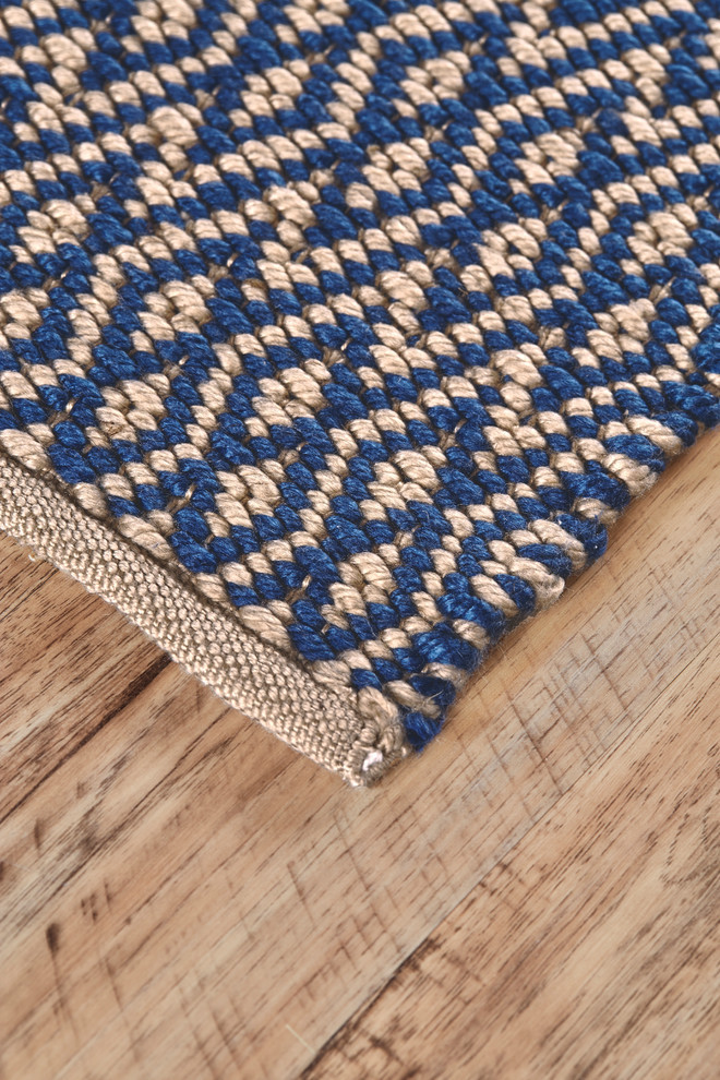 Weave & Wander Mariam Hand Woven Blue/Tan Classic Area Rug, 5'x8