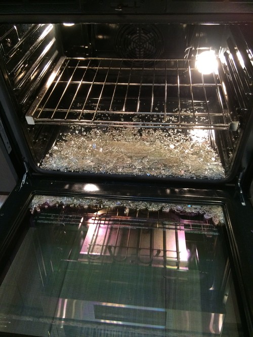 Bosch oven door glass shattered during self clean
