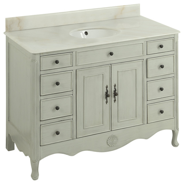 46 5 Distressed Fayetteville Bathroom, French Country Single Sink Vanity