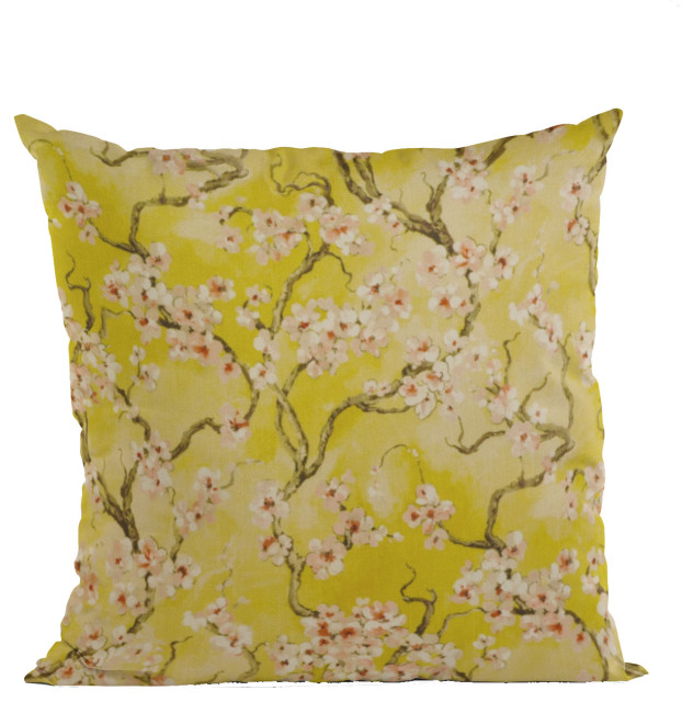 Curry Garden Cherry Blossoms Luxury Throw Pillow, Double sided 20"x30" Queen