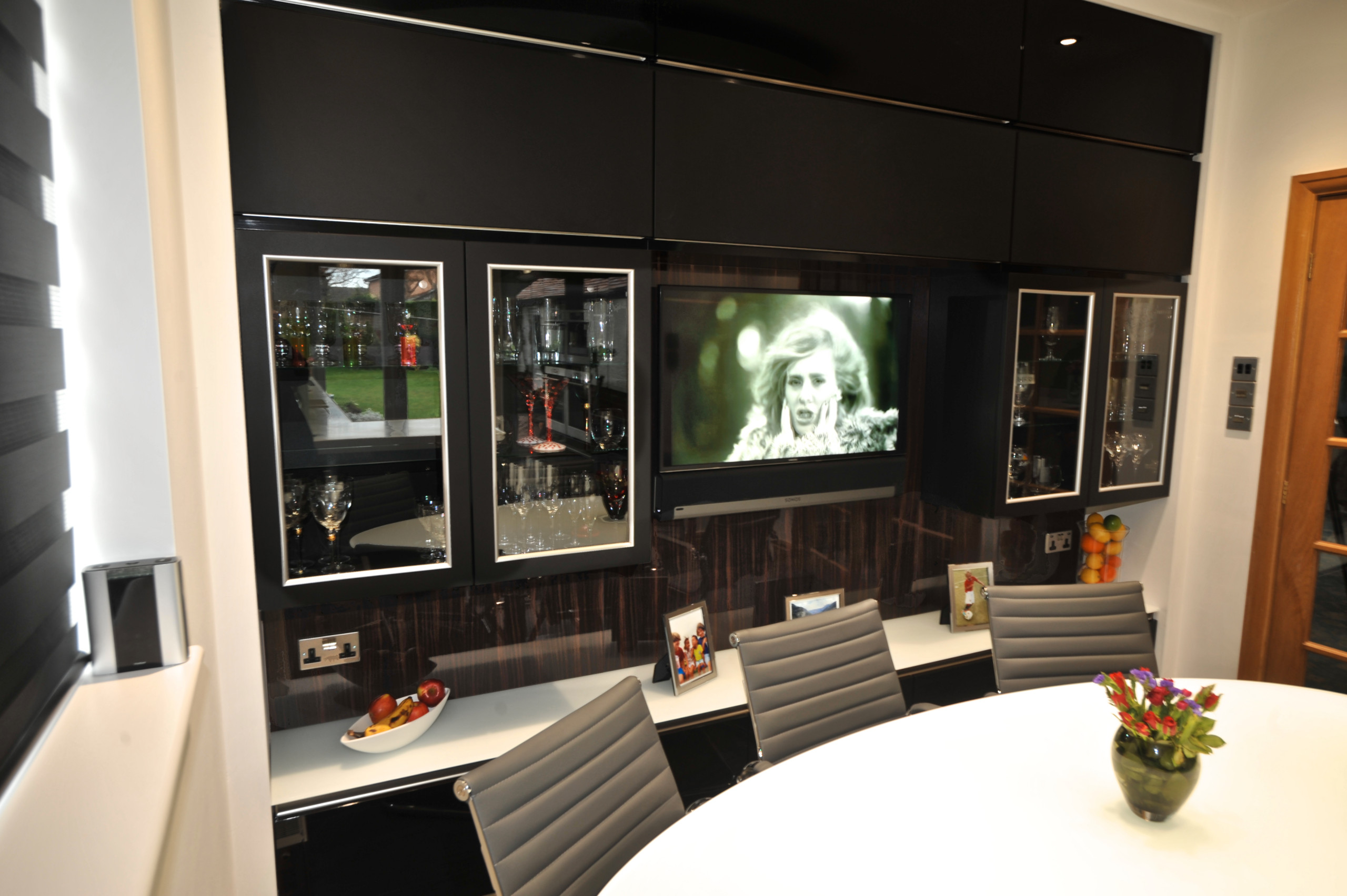 High Gloss Black Handleless Kitchen