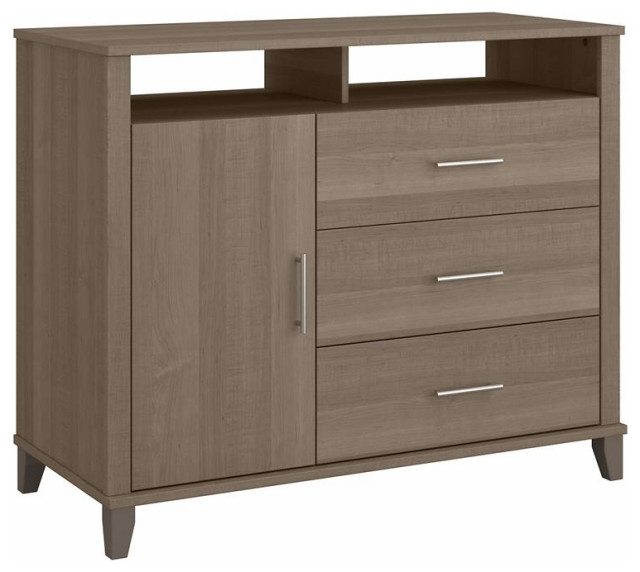 Somerset Tall TV Stand with Storage in Ash Gray Engineered Wood